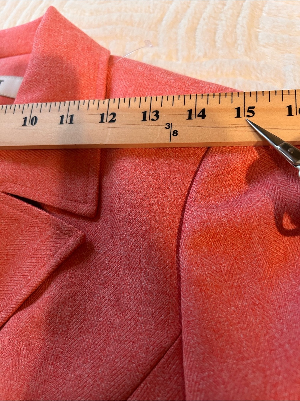 Le Suit Coral Pencil Skirt Herringbone Soft Jacquard Blazer Lined Notch Collar - Picture 10 of 16
